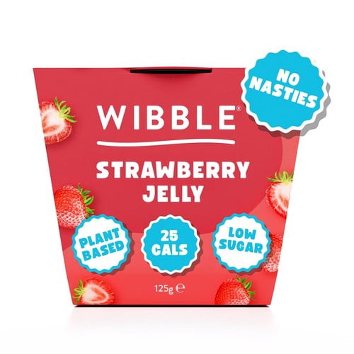Wibble Plant-based Strawberry Jelly Pot 125g, British Import (Pack of 2)