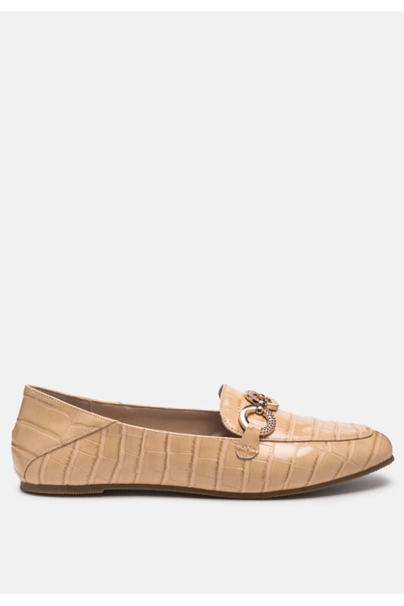 Wibele Croc Textured Metal Show Detail Loafers