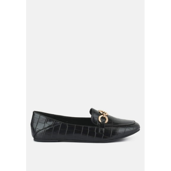 Wibele Croc Textured Metal Show Detail Loafers