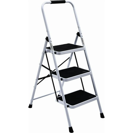 Wiberwi 3 Step Ladder Folding Step Stool for Adults with Top Handrail 330 Lbs Capacity, Lightweight & Portable Step 3 Stool Ladders with Wide Pedal for Home Kitchen Sturdy Steel Frame