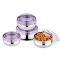 thumbnail image 1 of Wibsil Stainless Steel Containers with Lids in Purple color, Reusable Metal Lunch Containers for Kids, Food Storage Containers, Rustproof & Leakproof, Pack of 4, 1 of 6