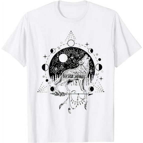 Wicca Astrology Howling Wolf Howling At The Moon Wolf Lovers T-Shirt