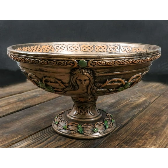 Wicca Celtic Triune Symbol Triple Moon Goddess Mother Maiden Crone Offering Bowl