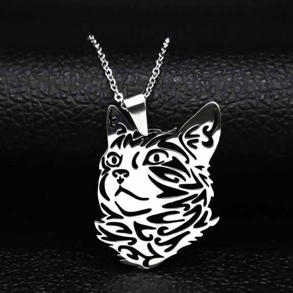 Wicca Fashion Cute Cat Necklace for Men Silver Color Kitten 14K White Gold Hollow Statement Necklaces Jewelry collar mujer