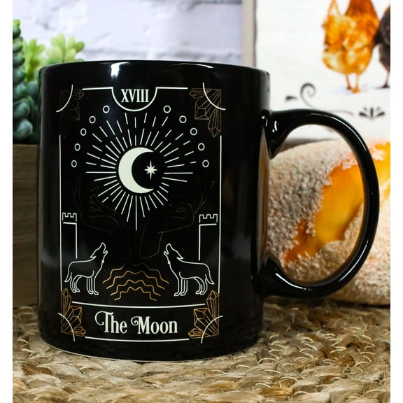 Wicca Fortune Teller Psychic Tarot Cards The Moon Ceramic Tea Coffee Mug Cup