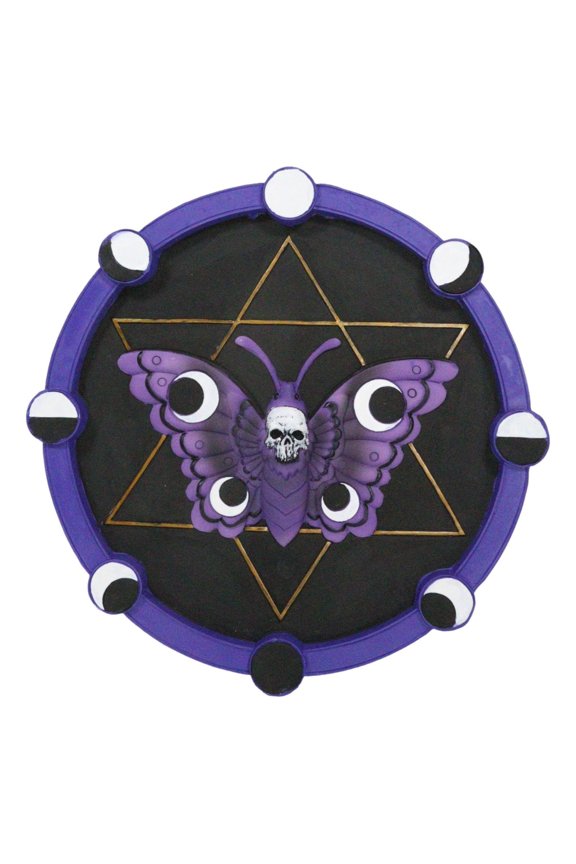 Wicca Gothic Morphing Skull Moth Pentagram Star Phases Of The Moon Wall Decor
