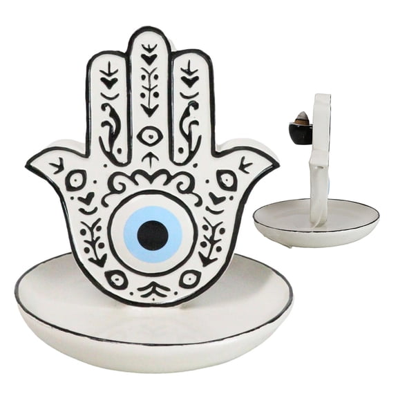 Wicca Hand of God Hamsa Palm Evil Eye Ceramic Backflow Incense Holder Figurine