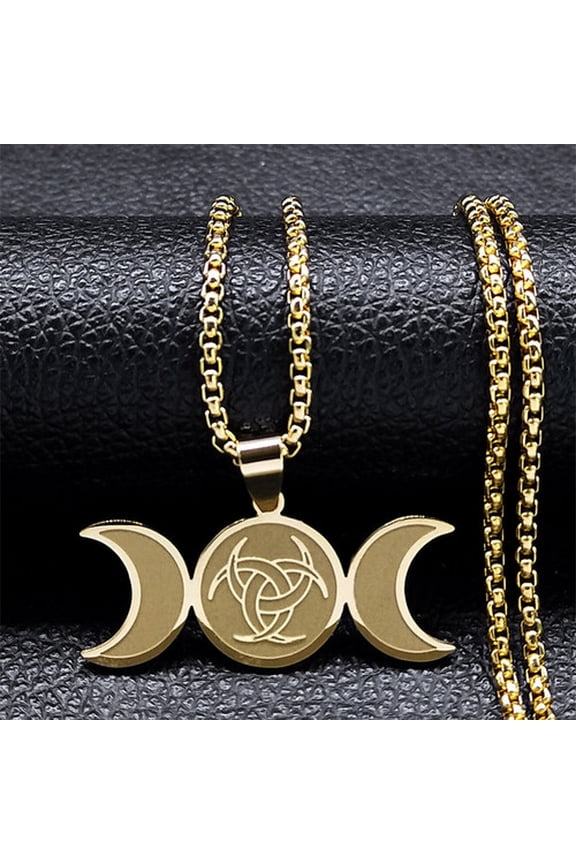 Wicca Hecate’s Wheel Triple Moon Goddess Symbol 14K White Gold Blessings and Prosperity Talisman