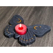 Wicca Metaphysical Celestial Moons Black Moth Votive Tealight Candle Holder