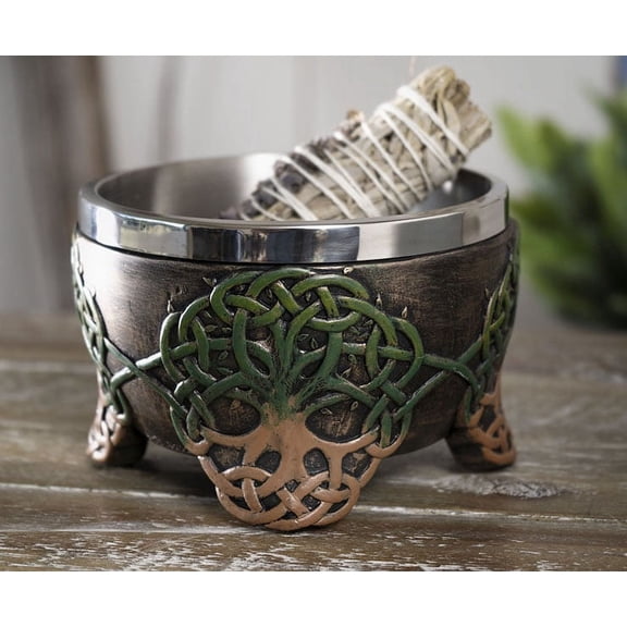 Wicca Metaphysical Spiritual Celtic Tree Of Life Yggdrasil Smudging Smudge Bowl