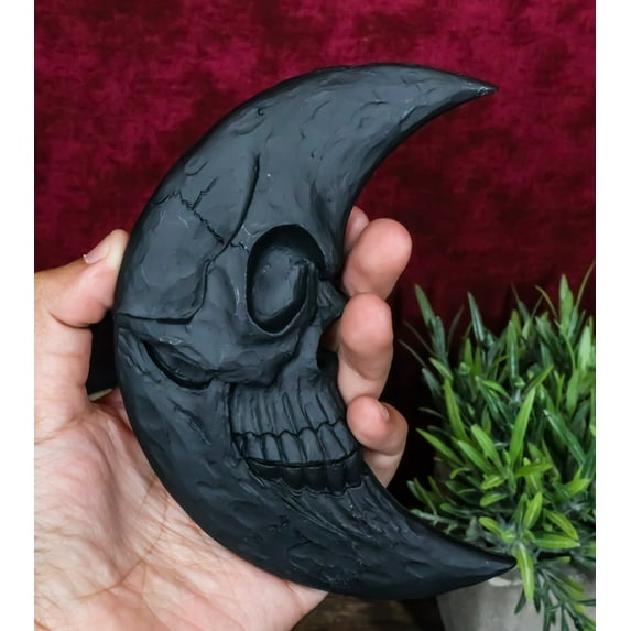 Wicca Occult Black Crescent Moon Skull Gothic Lunar Goddess Small Hand Mirror