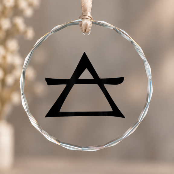 Wicca Pagan Air Element Symbol Ornament, Hanging Decor, Circle Glass Ornament
