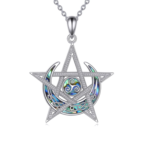 Wicca Pentagram Necklace S925 Sterling Silver Pentacle Pendant Necklaces Pentagram Protection Jewelry Gifts for Women