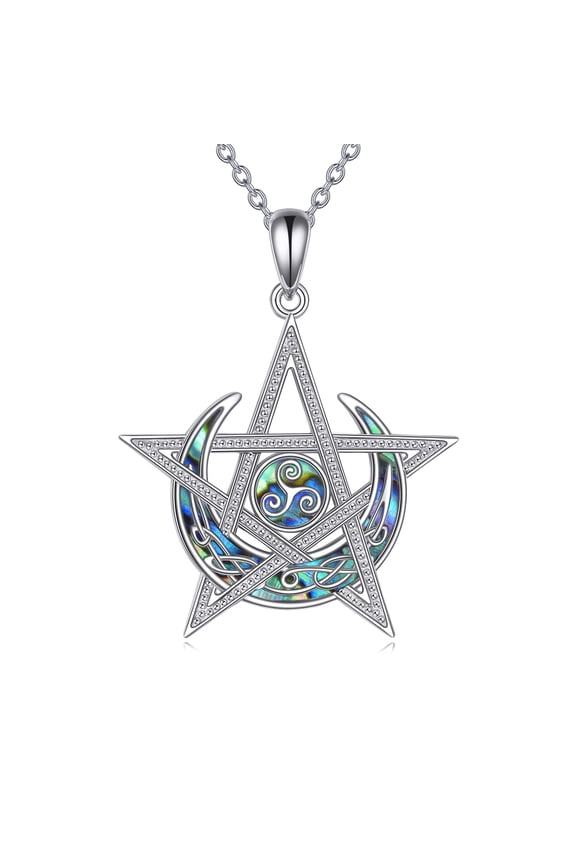 Wicca Pentagram Necklace S925 Sterling Silver Pentacle Pendant Necklaces Pentagram Protection Jewelry Gifts for Women