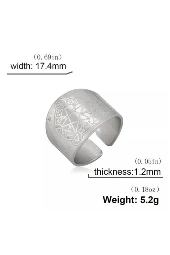 Wicca Pentagram Ring Tree of Life Pentacle Ring Amulet Stainless Steel Jewelry