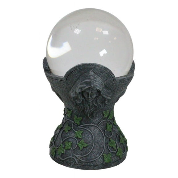 Wicca Sacred Moon Triple Goddess Mother Maiden Crone Pentagram Gazing Glass Ball