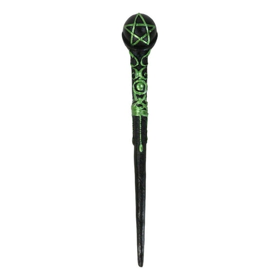 Wicca Shadowsong Pentagram Green Shaman Cosplay Magic Wand 9.5" Accessory Prop