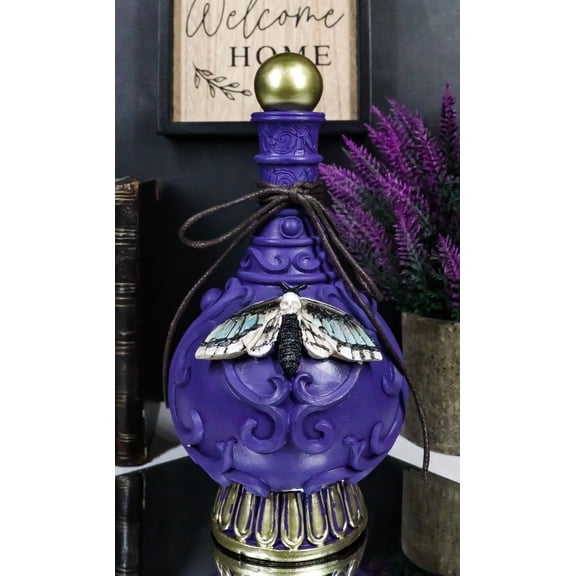 Wicca Spiritual Witchcraft Moth Metamorphosis Purple Faux Potion Bottle Decor