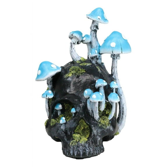Wicca Stacking Toadstool Mushrooms and Moss Fungi Forest Black Skull Figurine