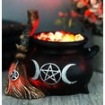 thumbnail image 1 of Wicca Triple Moon Goddess Pentagram LED Light Cauldron And Broomstick Figurine, 1 of 9
