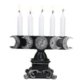 thumbnail image 1 of Wicca Triple Moon Pentagram On Scroll Pedestal Base Penta Taper Candles Holder, 1 of 9