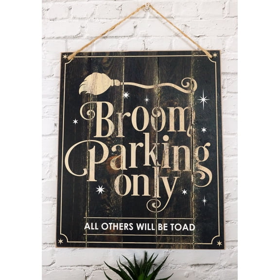 Wicca Witch Broom Parking Only All Others Will Be Toad MDF Wood Wall Sign Plaque