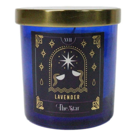 Wicca Witchcraft Mystic Tarot The Star Lavender Scented Pillar Candle Gold Lid