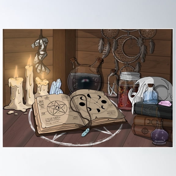 Wiccan Alter Poster Wall Art, Modern Wall Decor For Living Room Bedroom, 12x18 UNFRAMED
