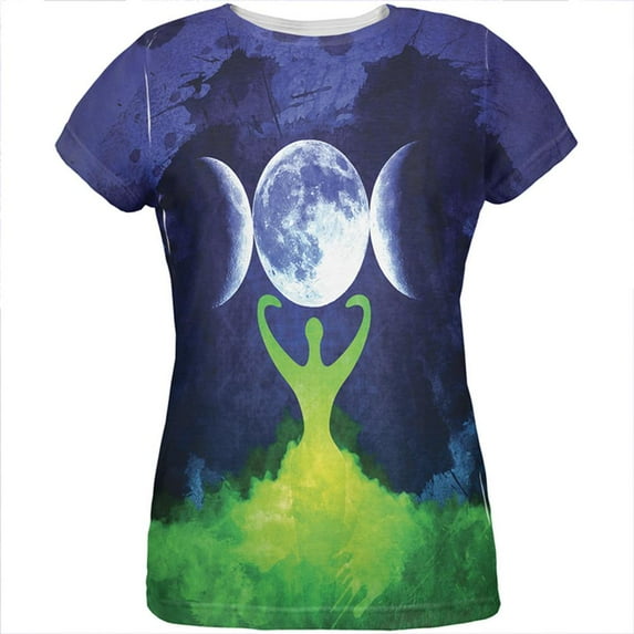 Wiccan Moon Goddess Mother Earth Symbol All Over Womens T Shirt Multi LG