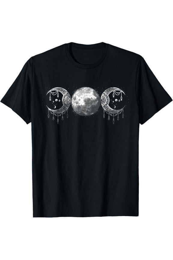 Wiccan Triple-Moon Goddess Feminist Pagan Witch Halloween T-Shirt100% pure cotton short-sleeved shirt for both men and women