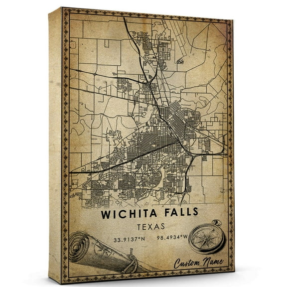 Wichita Falls Map Poster, Texas Map Art Poster, Canvas, Wichita Falls Map City vintage Poster, Street Map Artwork Poster, Wichita Falls Map Canvas - 89AZ1027