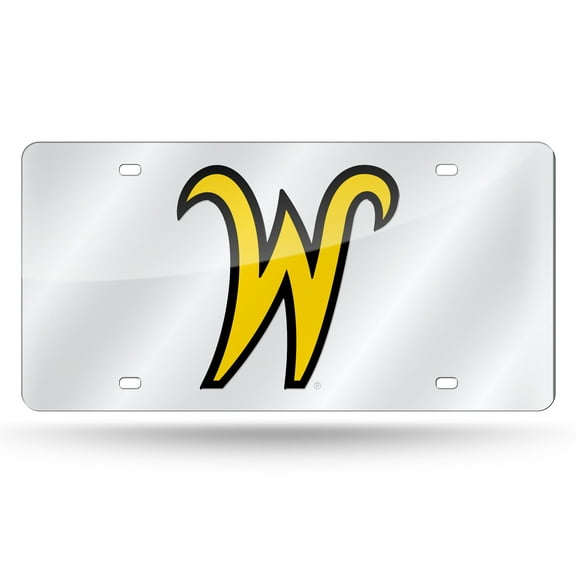 Wichita State Shockers Mirrored Laser Cut License Plate Laser Tag