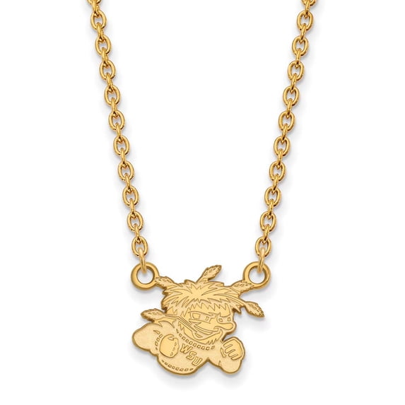 Wichita State Small (1/2 Inch) Pendant w/Necklace (Gold Plated)