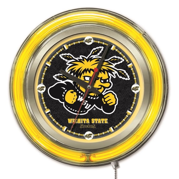 Wichita State University 15" Double Neon Wall Clock