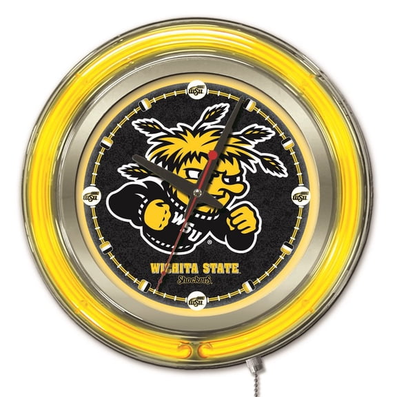 Wichita State University 15" Double Neon Wall Clock