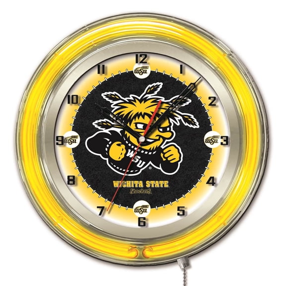 Wichita State University 19" Double Neon Wall Clock by Holland Bar Stool
