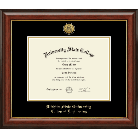 Wichita State University College of Engineering Diploma Frame, Document Size 11" x 8.5"