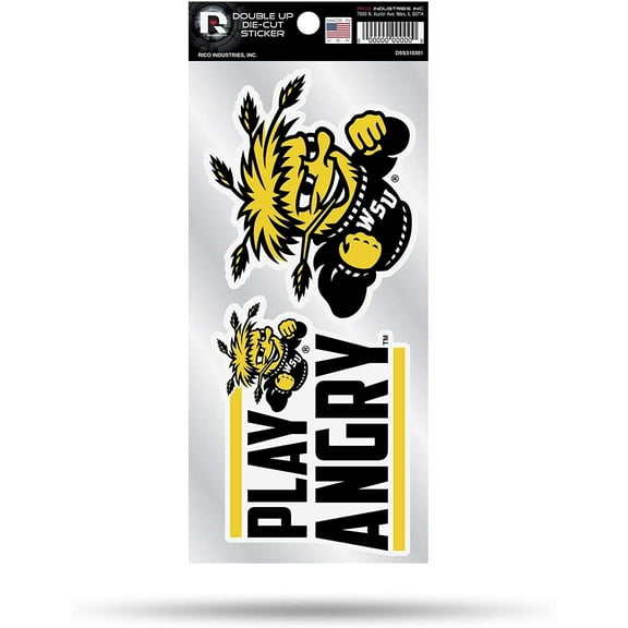 Wichita State University Shockers 2-Piece Double Up Die Cut Sticker Decal Sheet, 4x8 Inch