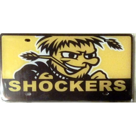 Wichita State University Shockers Laser Tag License Plate, Mega Logo Design, Mirrored Acrylic, 6x12 Inch