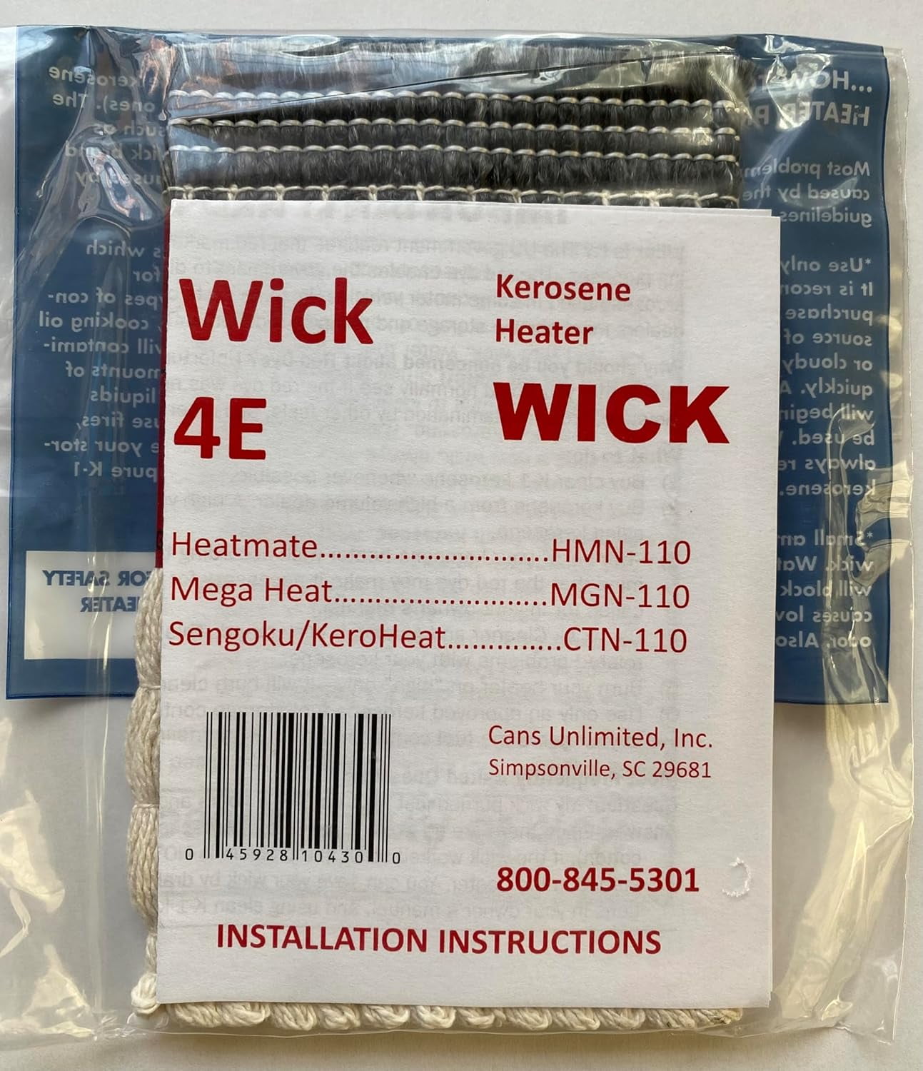 Wick #4E fits: Heatmate; HMN-110, Heat; MGN-110, Sengoku/KeroHeat; CTN-110