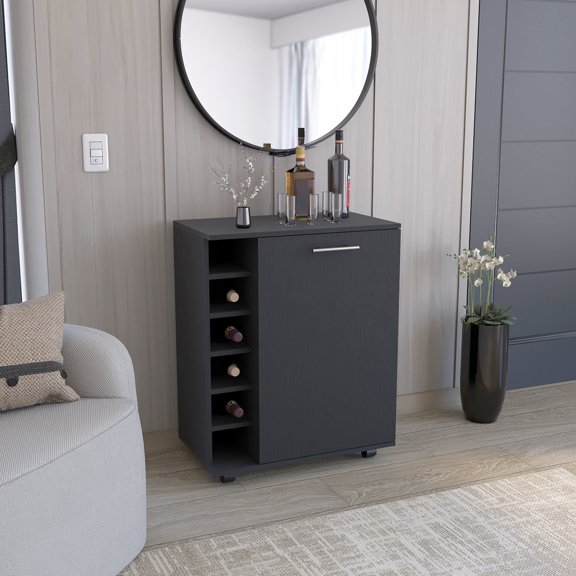 Wick Bar Cart with Smooth Rollers | Perfect for Dining Room Drink Mixing and Showcasing | Keeps Wine Bottles Secure and Accessible