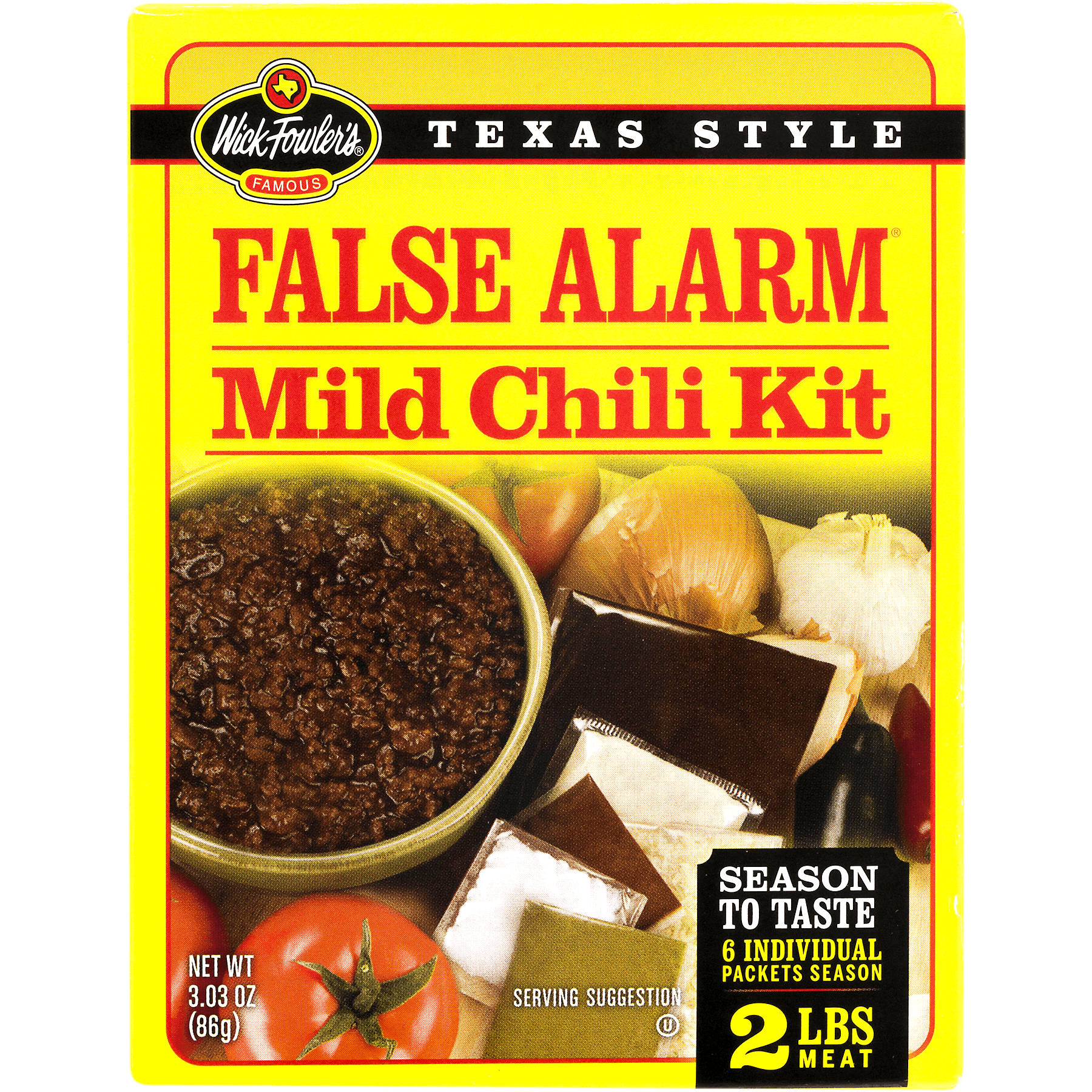 Wick Fowler's All Natural False Alarm Chili Mix, Mild, 2.8 oz