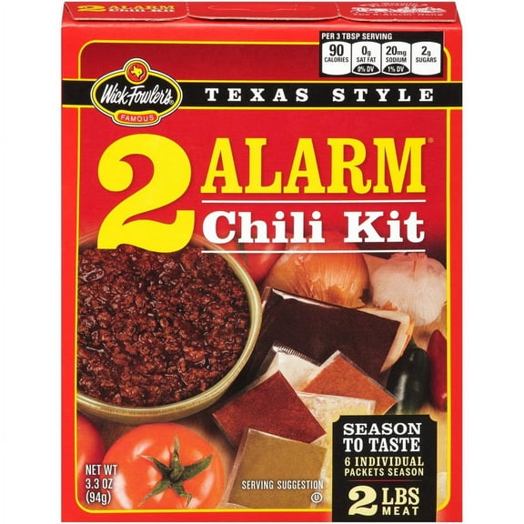 Wick Fowler's Texas Style 2 Alarm Chili Kit, 3.3 oz Pack Of 8