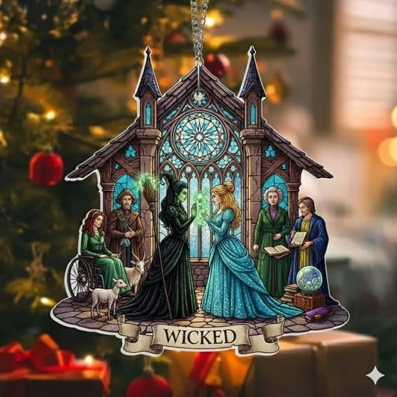 Wicked Acrylic Suncatcher, Elphaba and Glinda Ornament, Broadway Musical Window Decor, Witchy Christmas Ornament, Wizard of Oz Inspired Gift