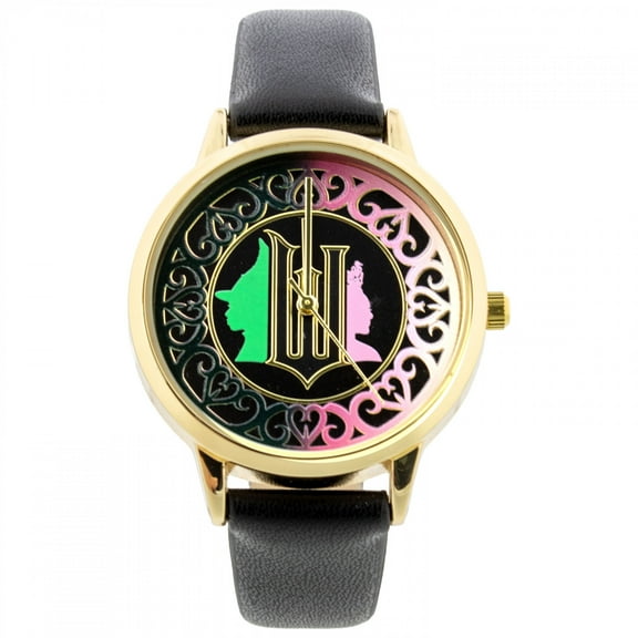 Wicked Analog Gold-Rimmed Face Watch with Black Straps