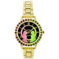 thumbnail image 1 of Wicked Analog Rhinestone-Rimmed Watch with Gold Band, 1 of 1