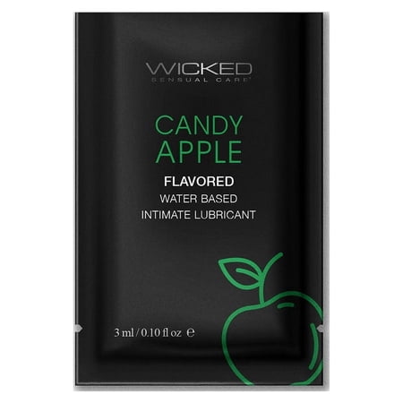 Wicked Aqua Flavored Water Based Personal Lubricant, Candy Apple, 3 ml Liquids