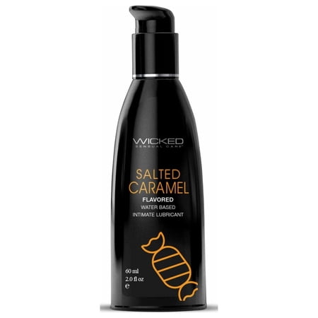 Wicked Aqua Flavored Water Based Personal Lubricant, Salted Caramel, 2 oz Liquid