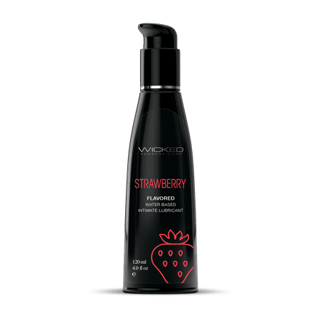 Wicked Aqua Flavored Water Based Personal Lubricant, Strawberry, 4 oz, Liquid