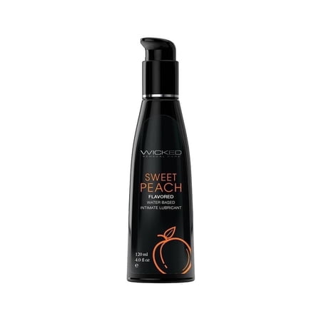 Wicked Aqua Flavored Water Based Personal Lubricant, Sweet Peach, 4 oz lube,Gel